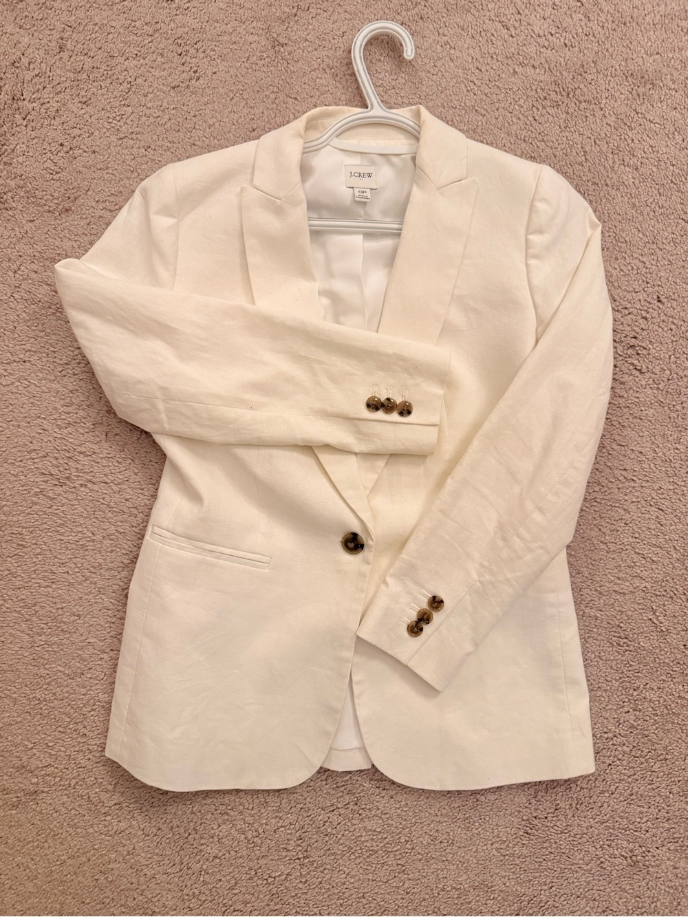 J. Crew Cream Single-Button Linen-Blend Blazer